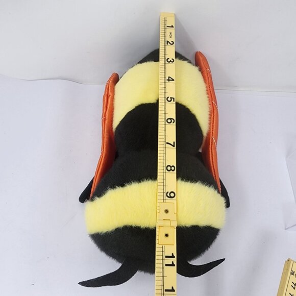 Large 11" Plush Bumble Bee Toy Stuffed Animal Orange Wings Black Eyes - Picture 5 of 5